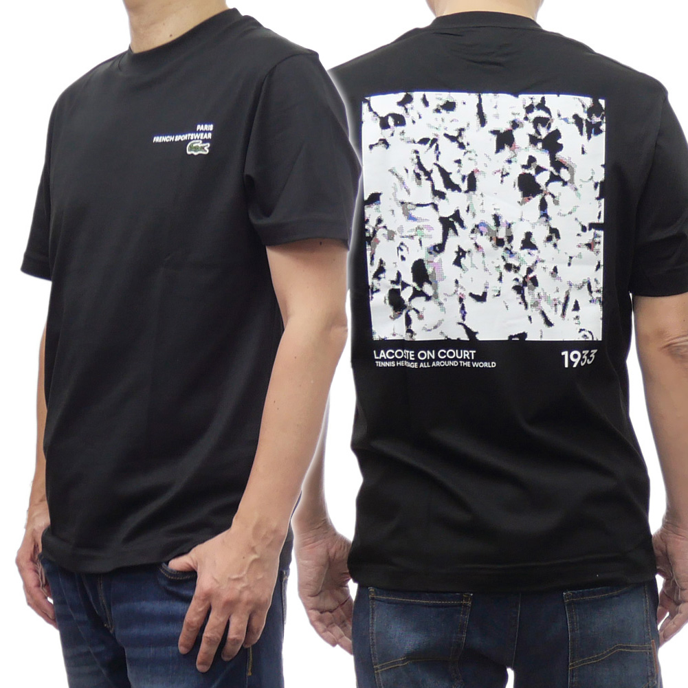 セールSS LACOSTE ラコステ Tシャツ メンズ 半袖 クルーネック コットン 綿100％ TH9880 ブラック